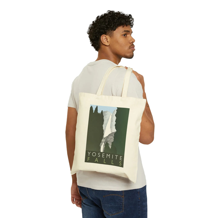 Minimalist Yosemite Falls Organic Cotton Tote Bag With Durable Canvas Handles Eco Friendly
