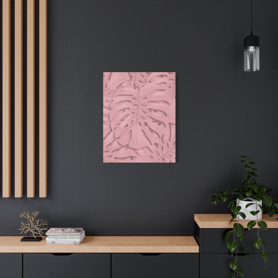 Monstera Canvas Art Soft Pink Botanical Wall Decor Matte Finish Print For Living Room