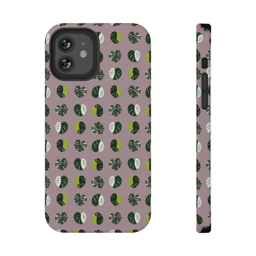 Variegated Monstera Pattern Phone Case – Dual Layer Protective Cover