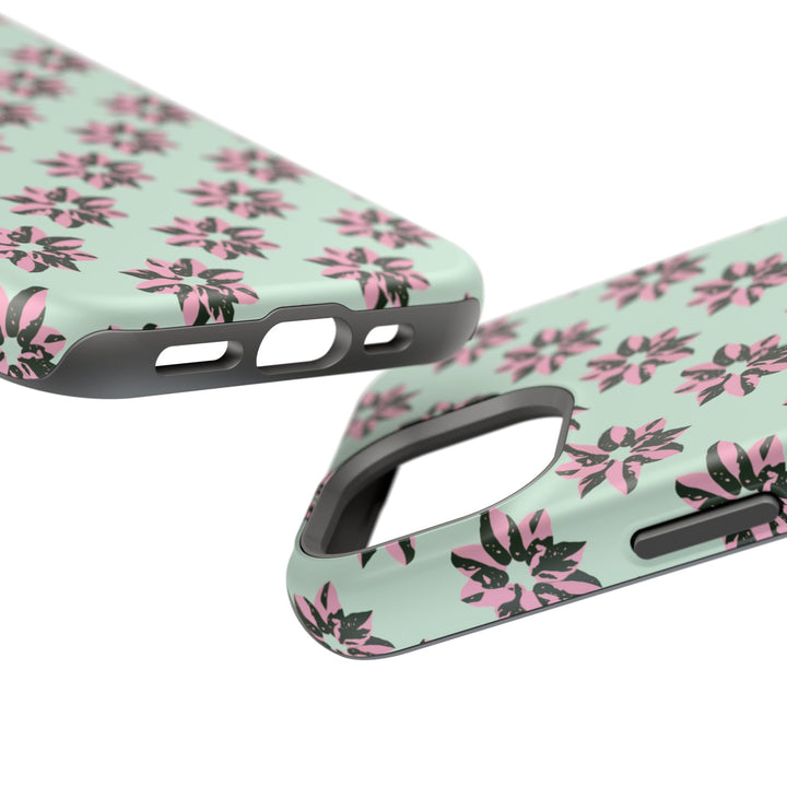 Pink Princess Philodendron Pattern Phone Case – Dual Layer Protective Cover