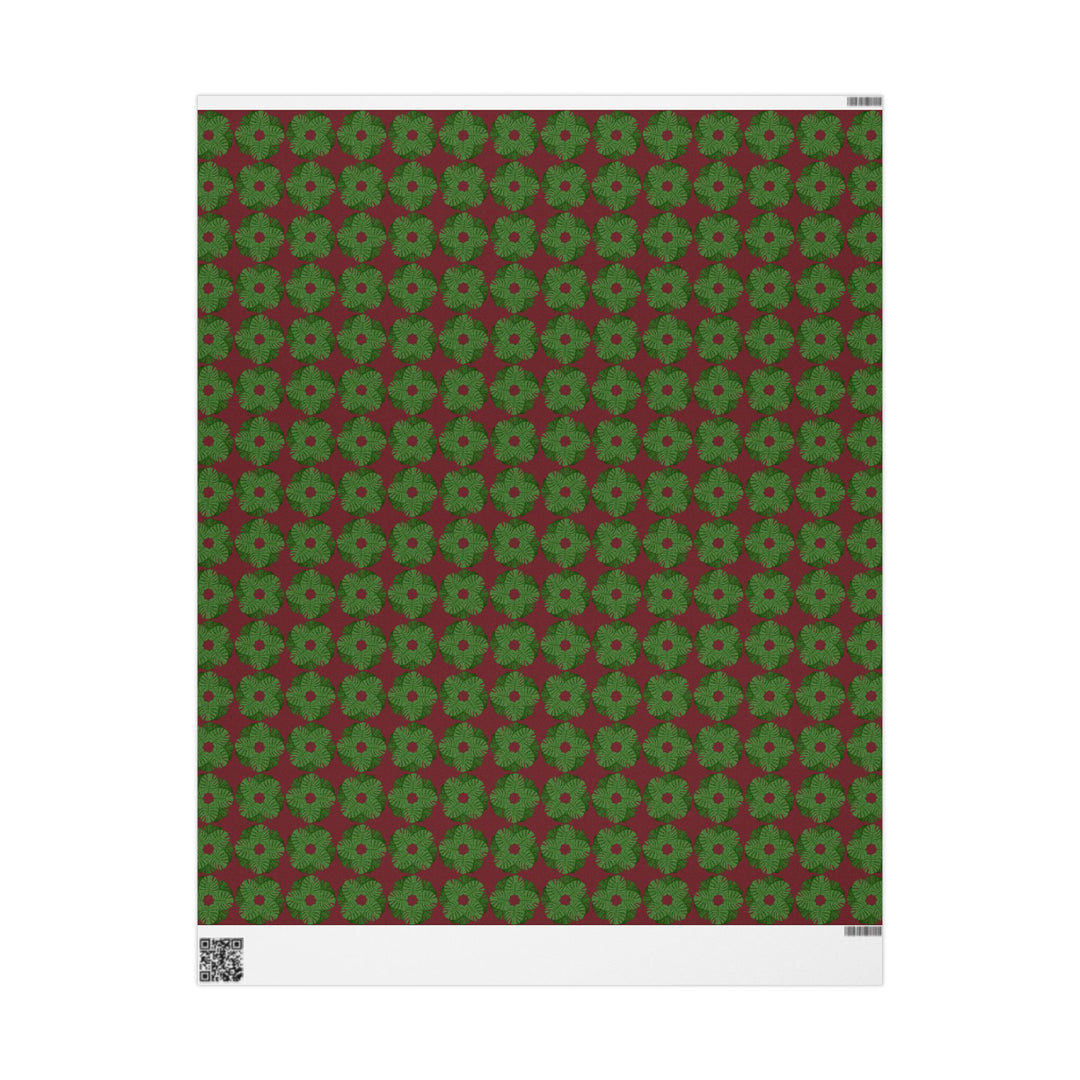 Christmas Monstera Wreath Pattern Wrapping Paper — Festive Green & Red Holiday Gift Wrap