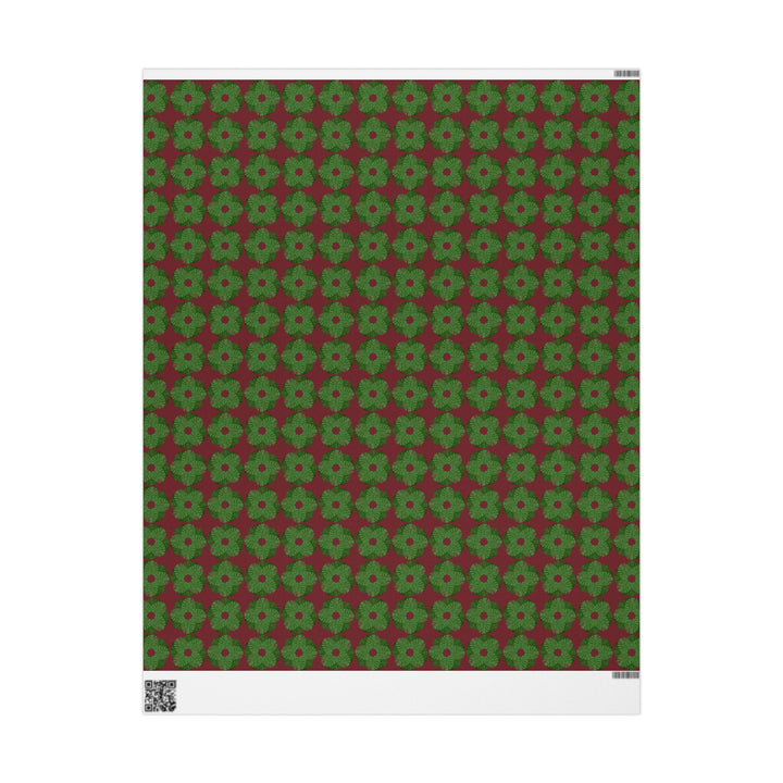 Christmas Monstera Wreath Pattern Wrapping Paper — Festive Green & Red Holiday Gift Wrap
