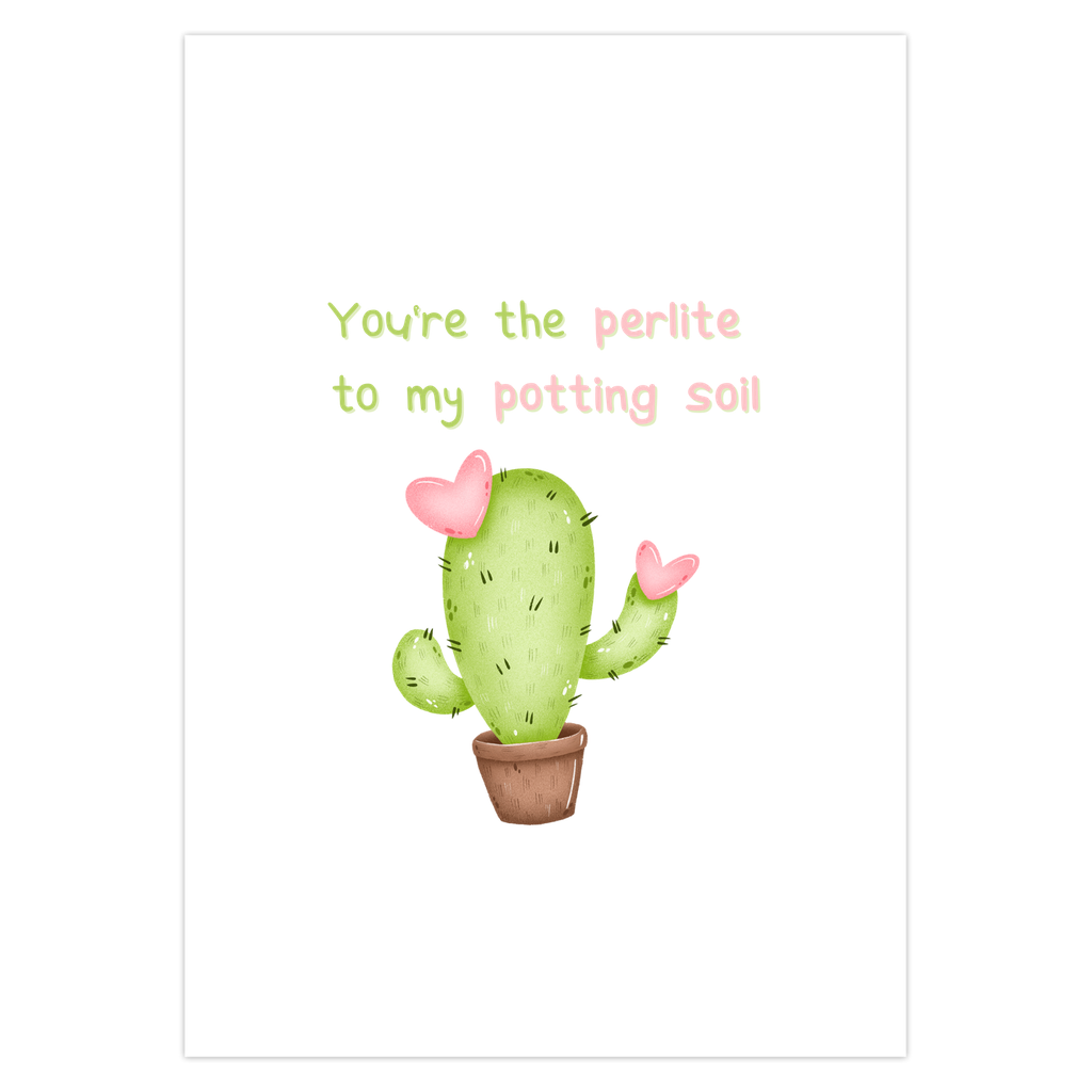 Cactus Valentines Day Card - Cute Succulent Greeting Card With Blank Inside