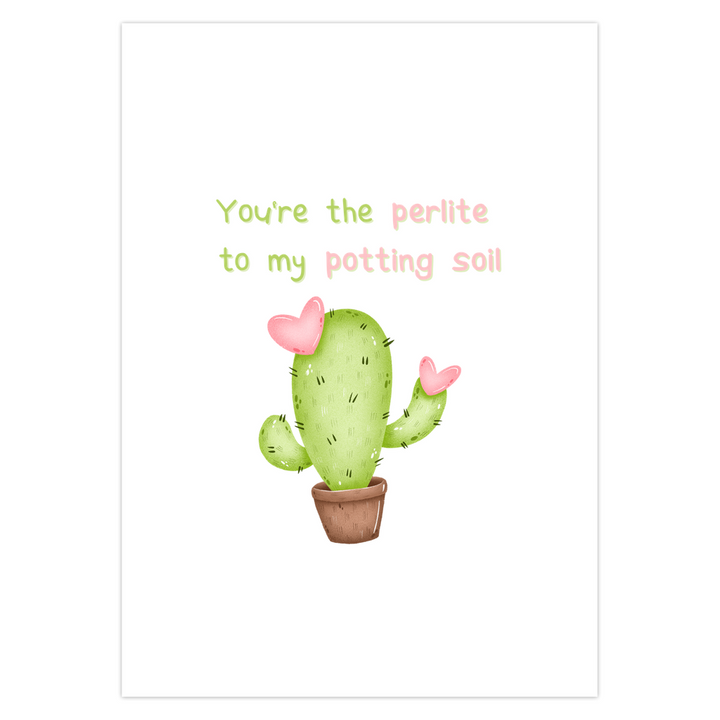Cactus Valentines Day Card - Cute Succulent Greeting Card With Blank Inside
