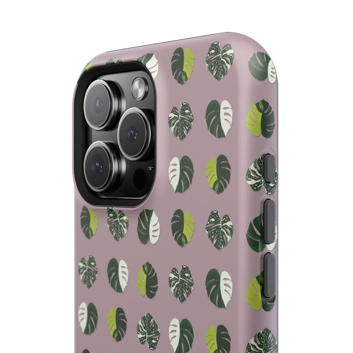 Variegated Monstera Pattern Phone Case – Dual Layer Protective Cover