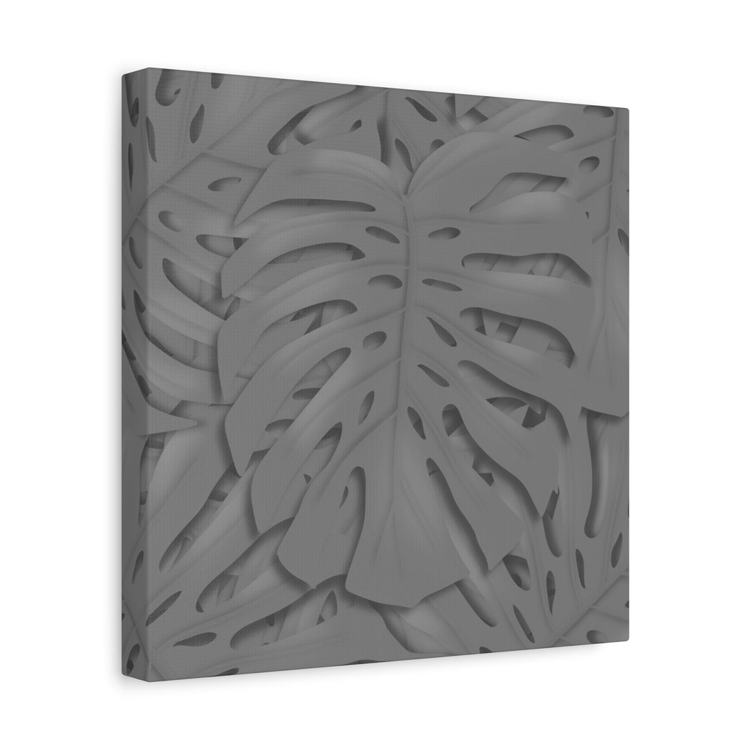 Charcoal Monstera Canvas Wall Art Matte Stretched 1.25 Inch Thick Tropical Leaf Print For Living Room Decor