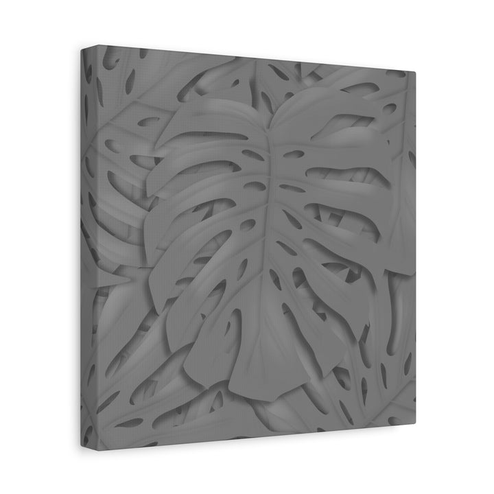 Charcoal Monstera Canvas Wall Art Matte Stretched 1.25 Inch Thick Tropical Leaf Print For Living Room Decor