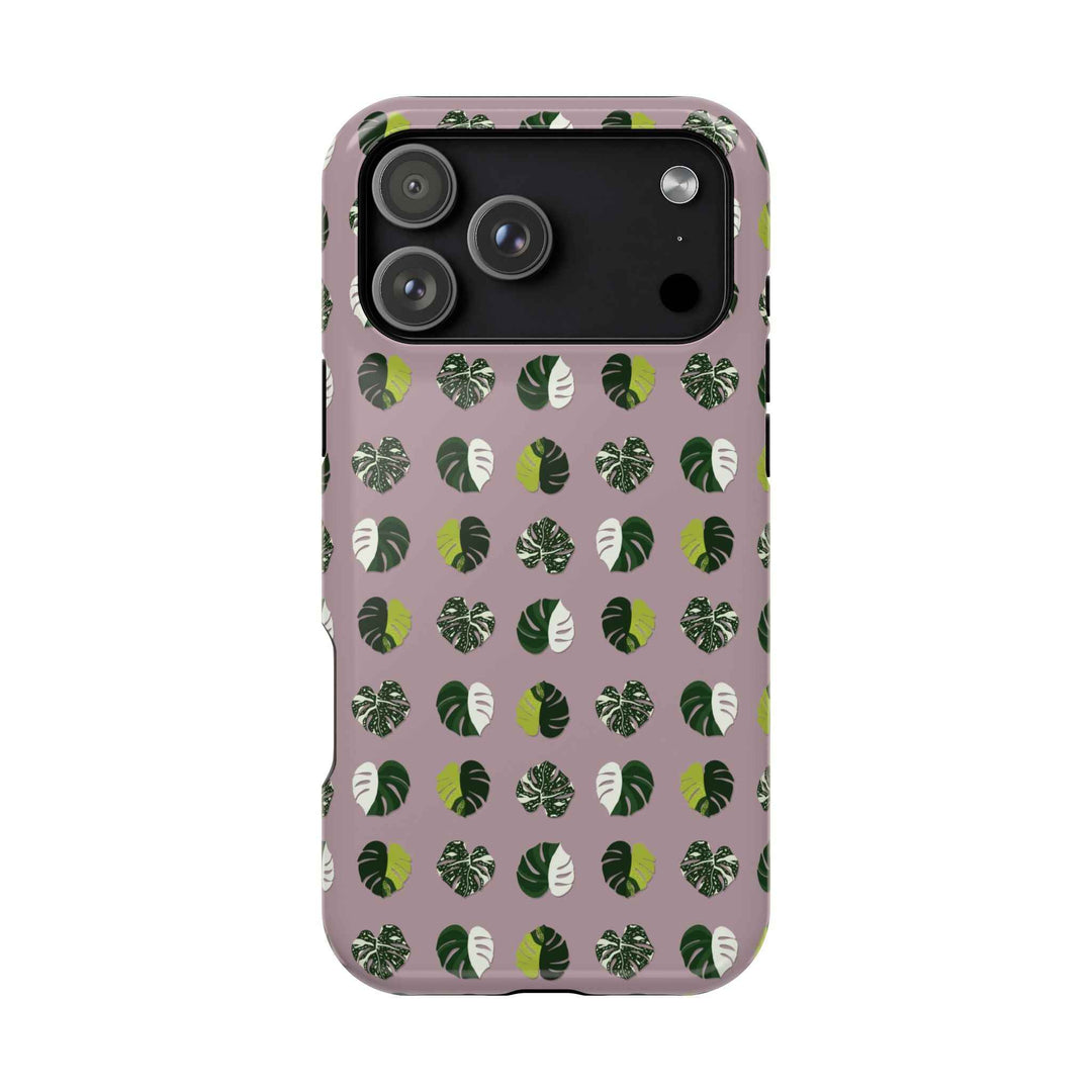 Variegated Monstera Pattern Phone Case – Dual Layer Protective Cover