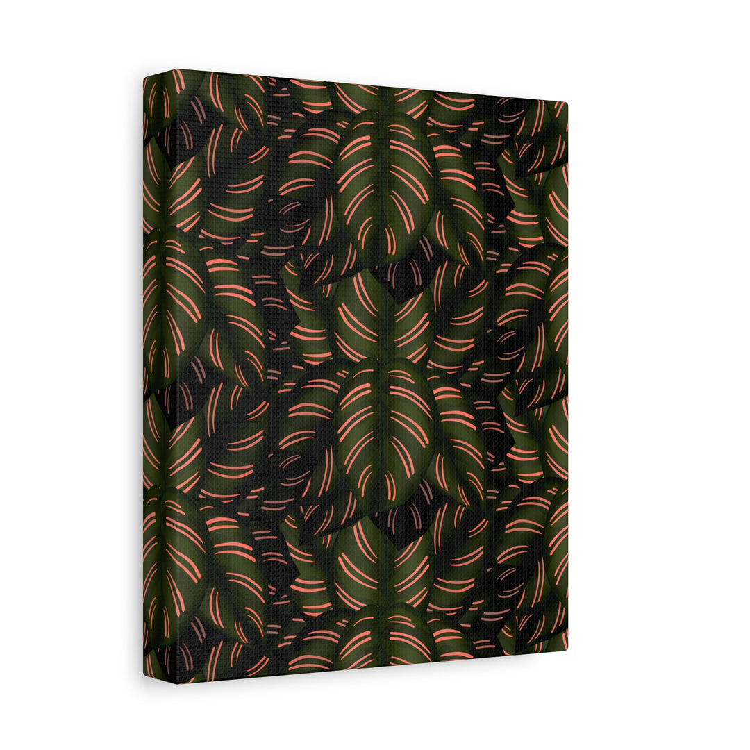 Calathea Pinstripe Canvas Print With Matte Finish Stretched Botanical Wall Art For Living Room Decor
