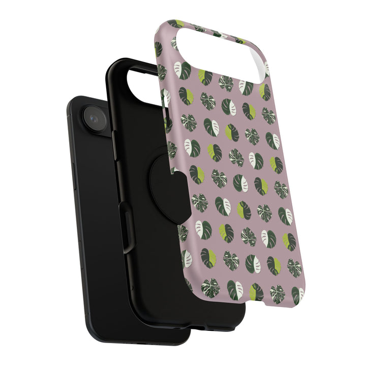 Variegated Monstera Pattern Phone Case – Dual Layer Protective Cover
