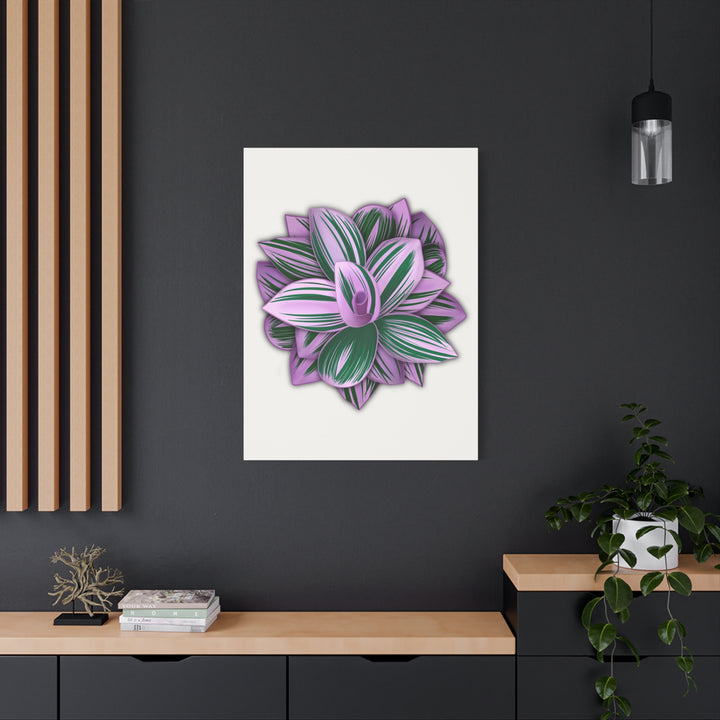 Tradescantia Nanouk Canvas Botanical Wall Art Print Pink Green Foliage On Stretched Cotton Canvas