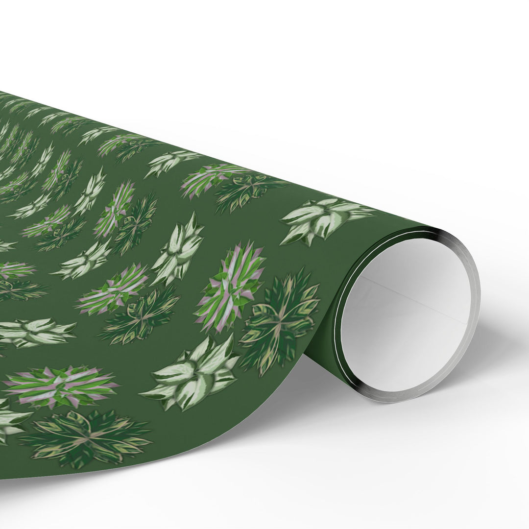 Green Floral Wrapping Paper Roll — Elegant Botanical Gift Wrap for Holidays & Special Occasions