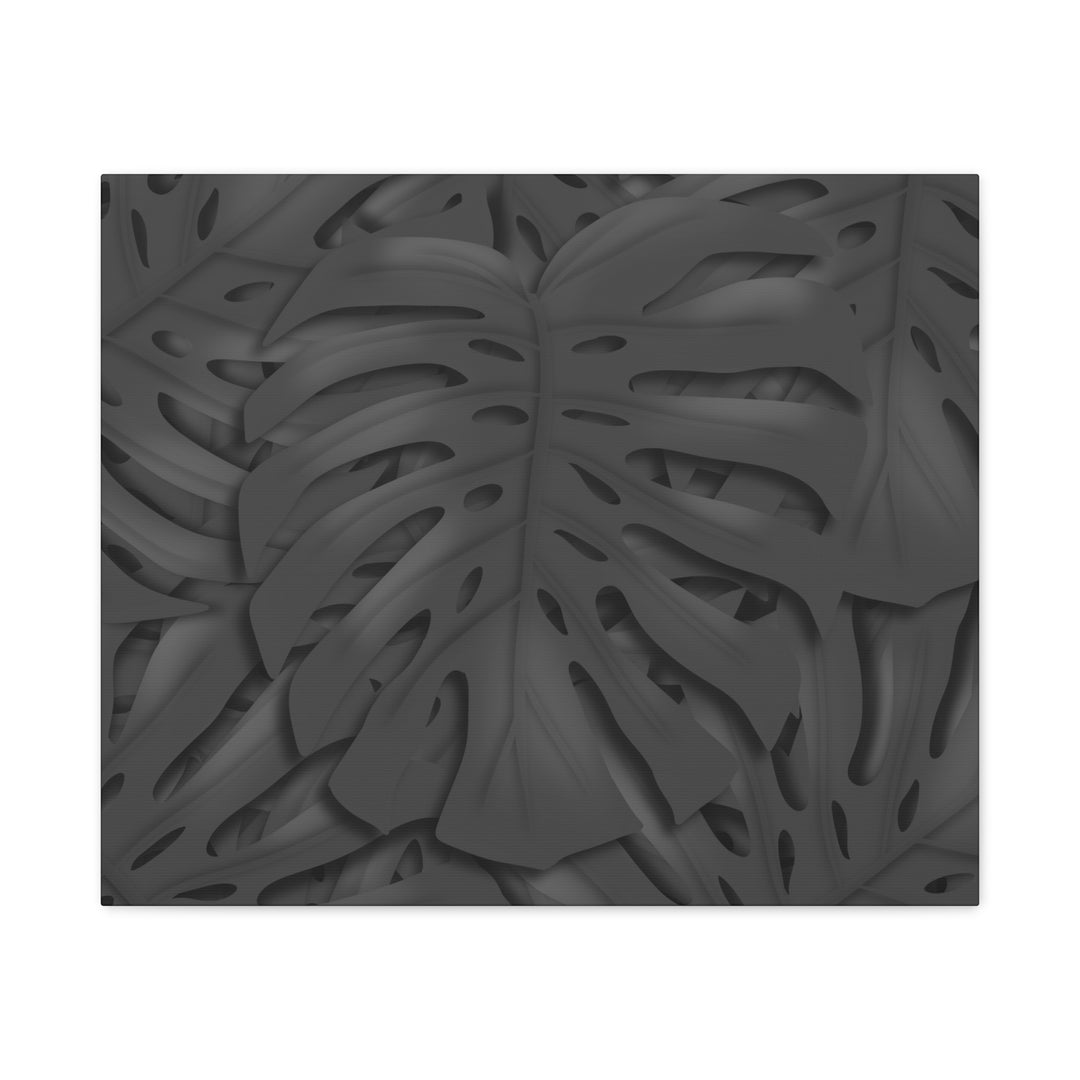 Charcoal Monstera Canvas Wall Art Matte Stretched 1.25 Inch Thick Plant Leaf Decor