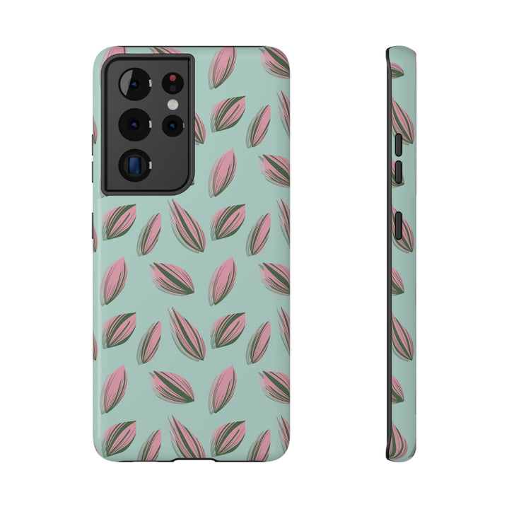 Tradescantia Nanouk Pattern Dual-Layer Impact-Resistant Phone Case Green Botanical Protective Cover