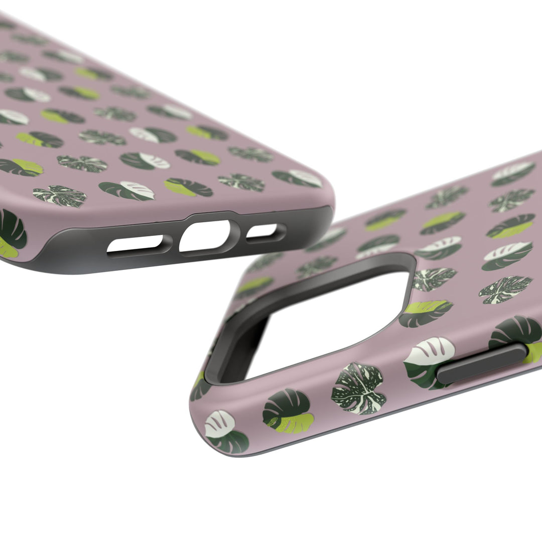 Variegated Monstera Pattern Phone Case – Dual Layer Protective Cover