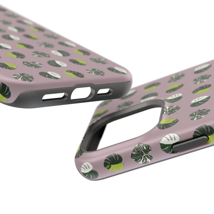 Variegated Monstera Pattern Phone Case – Dual Layer Protective Cover
