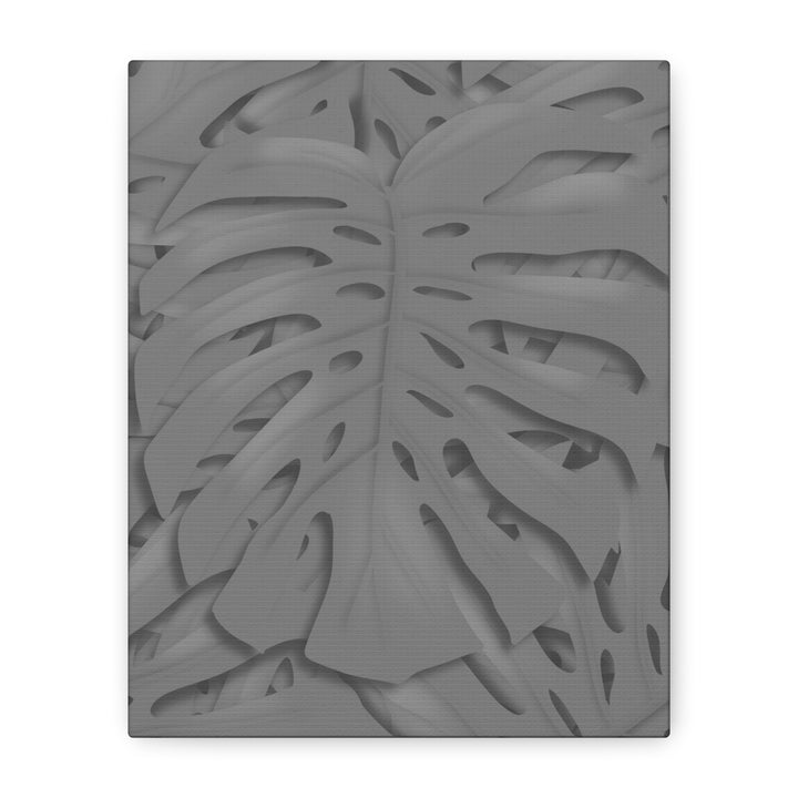 Charcoal Monstera Canvas Wall Art Matte Stretched 1.25 Inch Thick Tropical Leaf Print For Living Room Decor