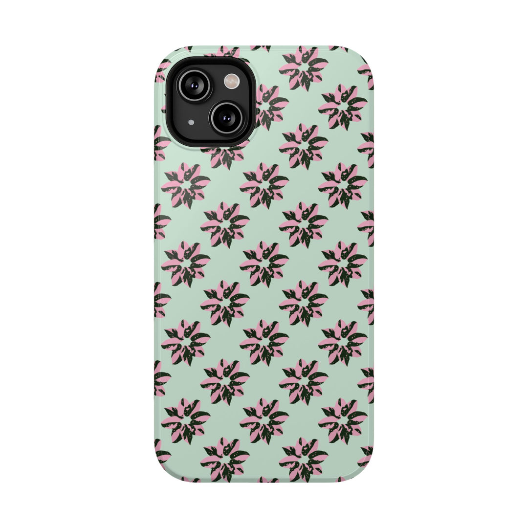 Pink Princess Philodendron Pattern Phone Case – Dual Layer Protective Cover by Printify