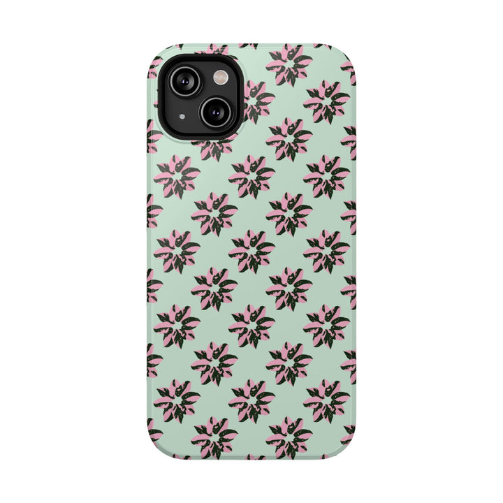 Pink Princess Philodendron Pattern Phone Case – Dual Layer Protective Cover by Printify