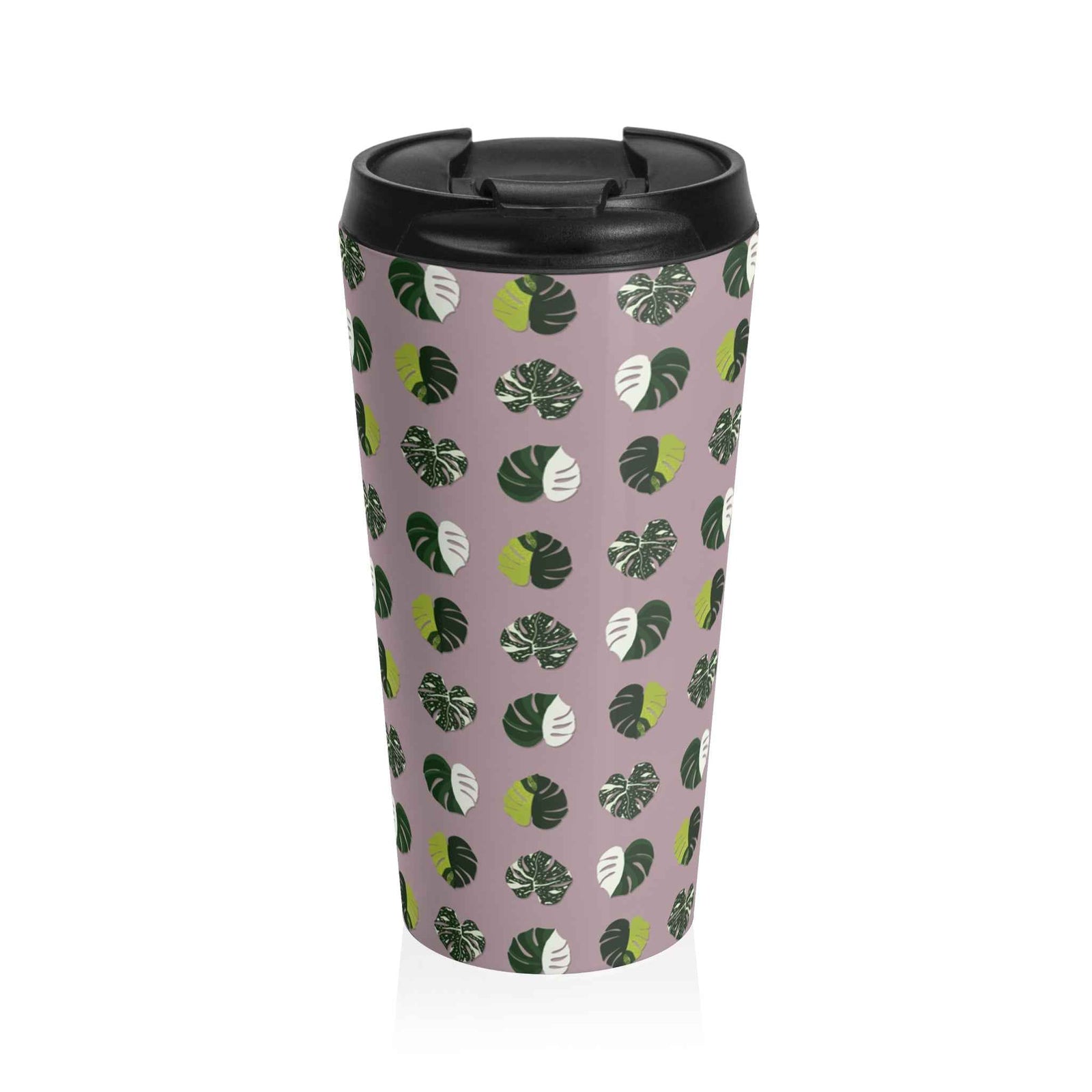 Variegated Monstera Pattern 15 oz Vacuum Insulated Stainless Steel Travel Tumbler