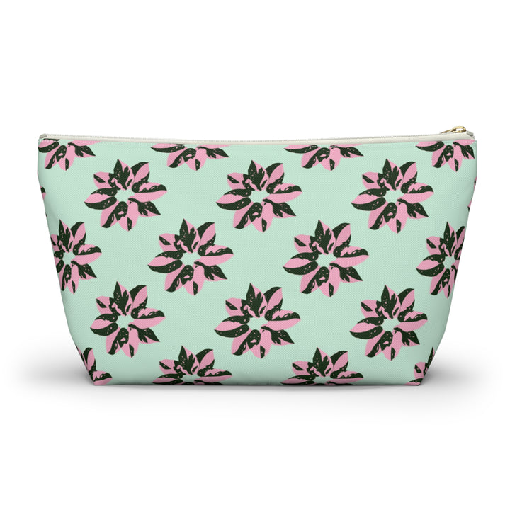 Pink Princess Philodendron Pattern Accessory Pouch – Makeup Bag With T-Bottom