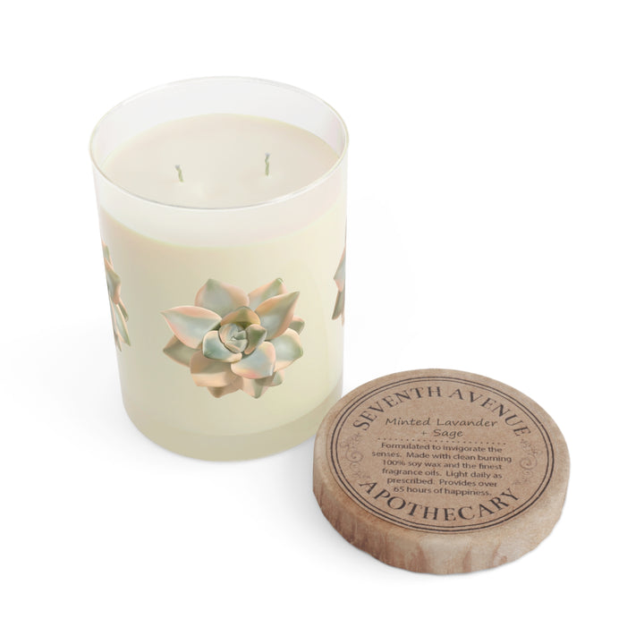 Graptoveria Titubans Variegata Succulent Scented Candle 11oz Soy Wax With White Tea Fig Lavender Sage Ocean Mist Moss