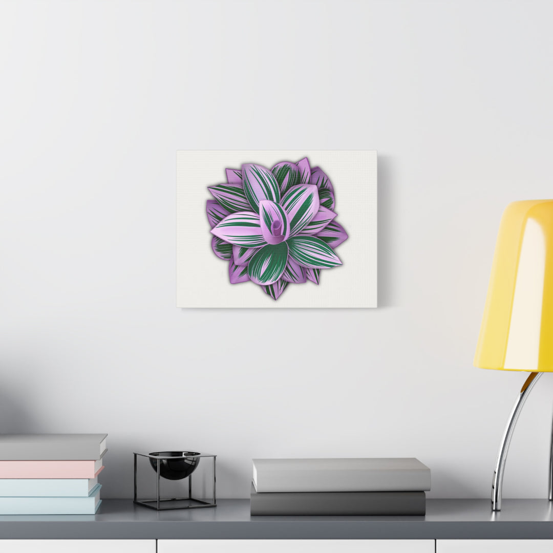 Tradescantia Nanouk Canvas Botanical Wall Art Print Pink Green Foliage On Stretched Cotton Canvas