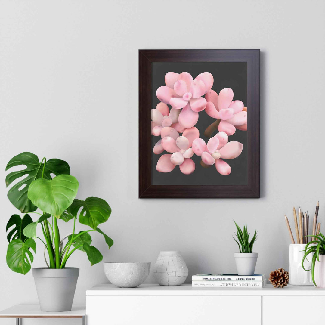 Pink Moonstone Succulent Framed Poster Vertical Botanical Wall Art