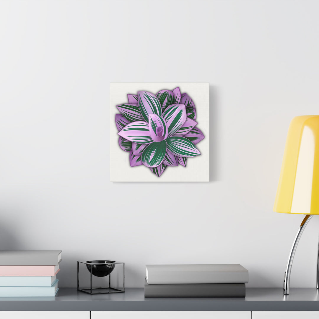 Tradescantia Nanouk Canvas Botanical Wall Art Print Pink Green Foliage On Stretched Cotton Canvas