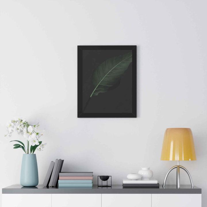 Bird Of Paradise Leaf Framed Poster Vertical Minimal Dark Green Wall Art