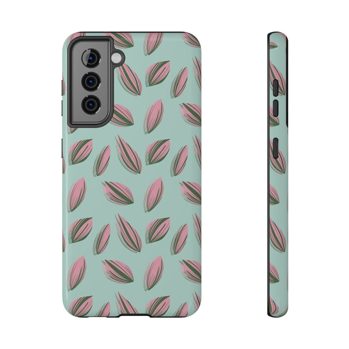 Tradescantia Nanouk Pattern Dual-Layer Impact-Resistant Phone Case Green Botanical Protective Cover