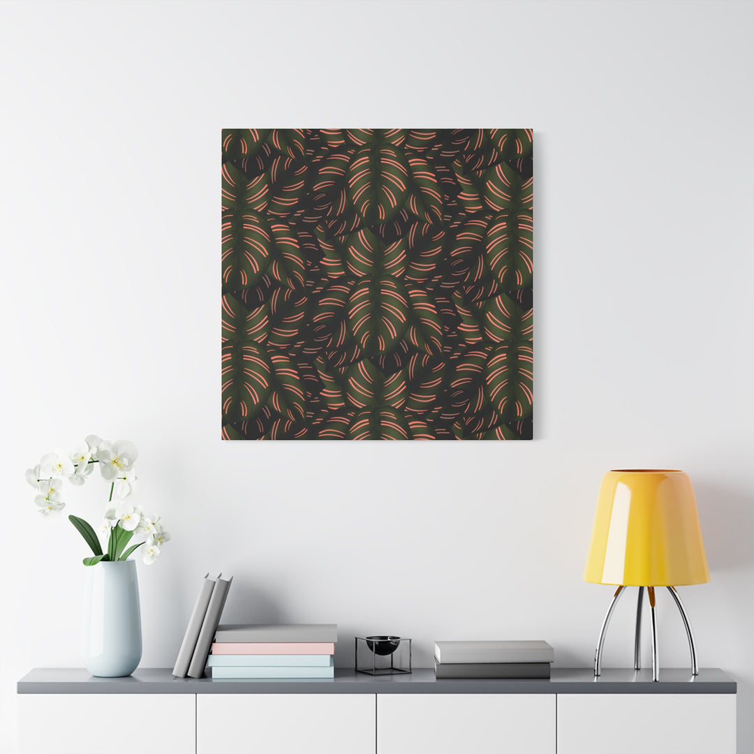 Calathea Pinstripe Canvas Print With Matte Finish Stretched Botanical Wall Art For Living Room Decor