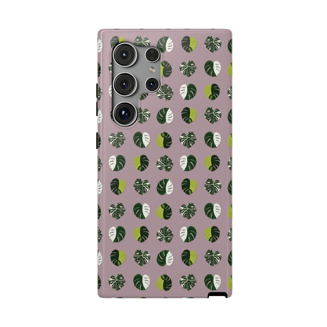 Variegated Monstera Pattern Phone Case – Dual Layer Protective Cover