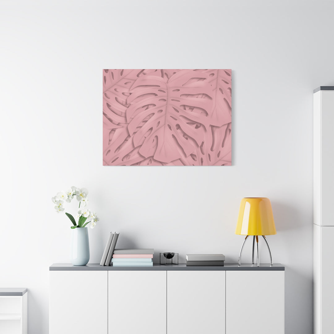 Monstera Canvas Art Soft Pink Botanical Wall Decor Matte Finish Print For Living Room