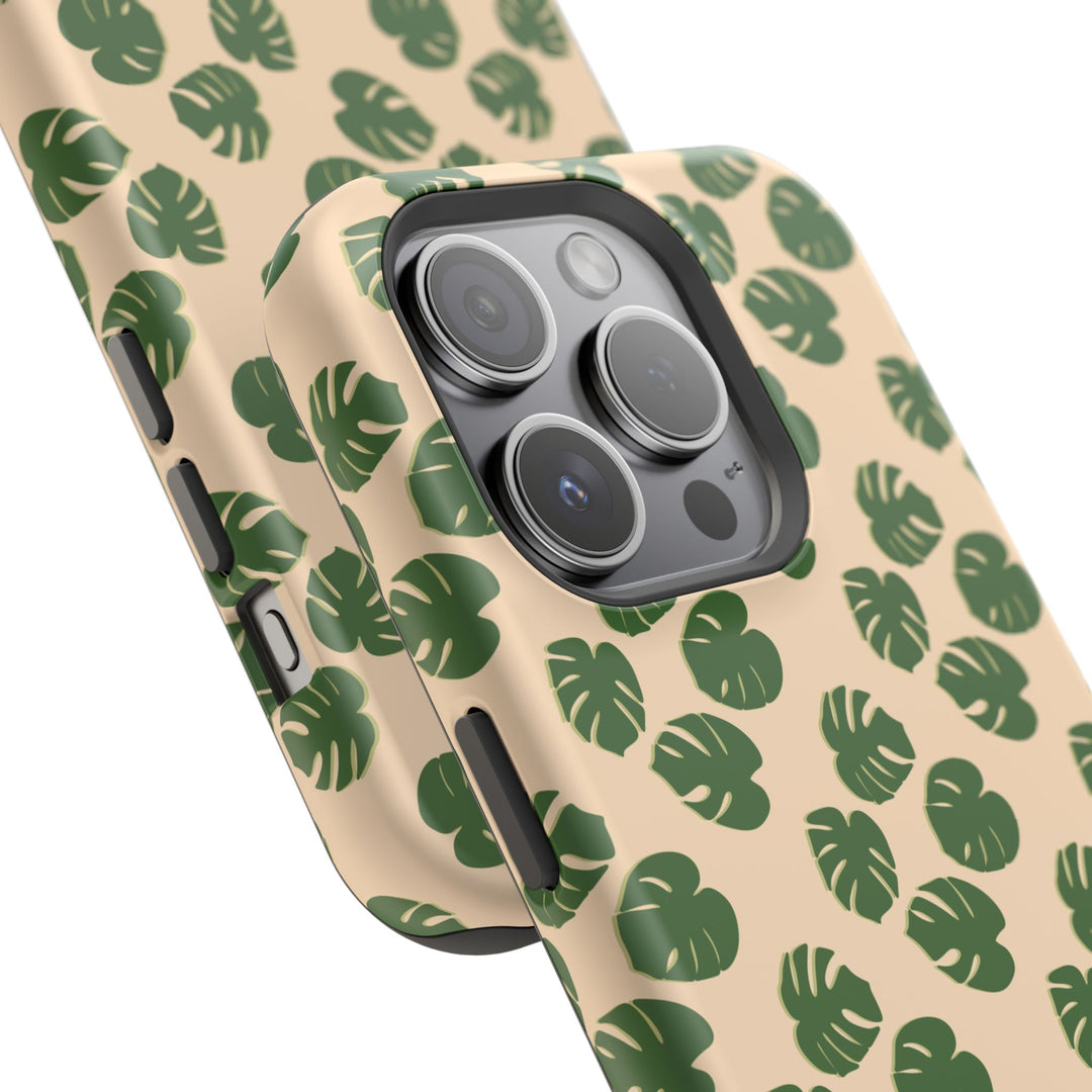 Monstera Pattern Phone Case – Dual Layer Protective Cover