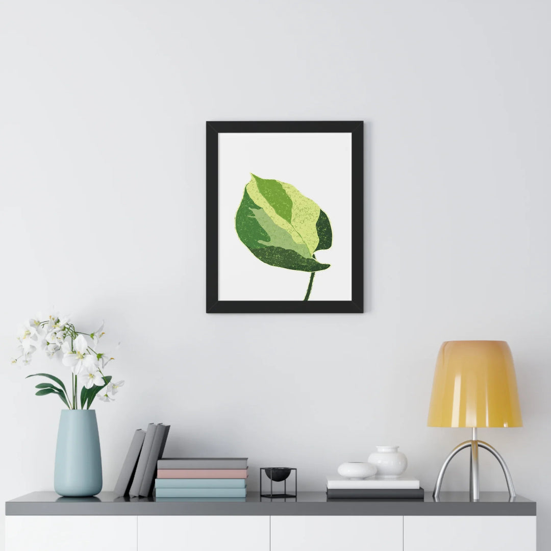 Manjula Pothos Print Framed Wall Art With Heart Shaped Leaves Matte Finish Indoor Plant Decor