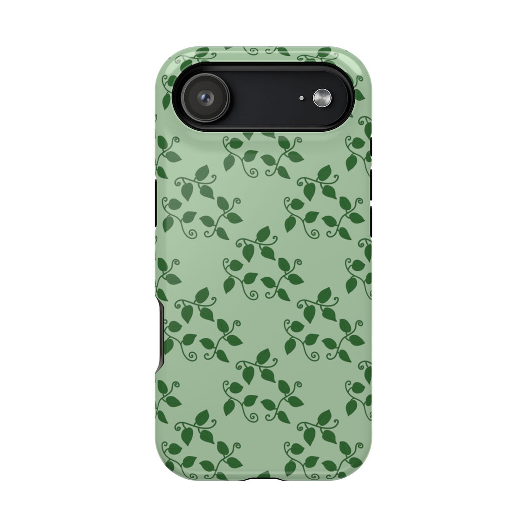 Pothos Pattern Impact Resistant Phone Case Green Botanical Protective Cover Full Wrap Print With Wireless Charging
