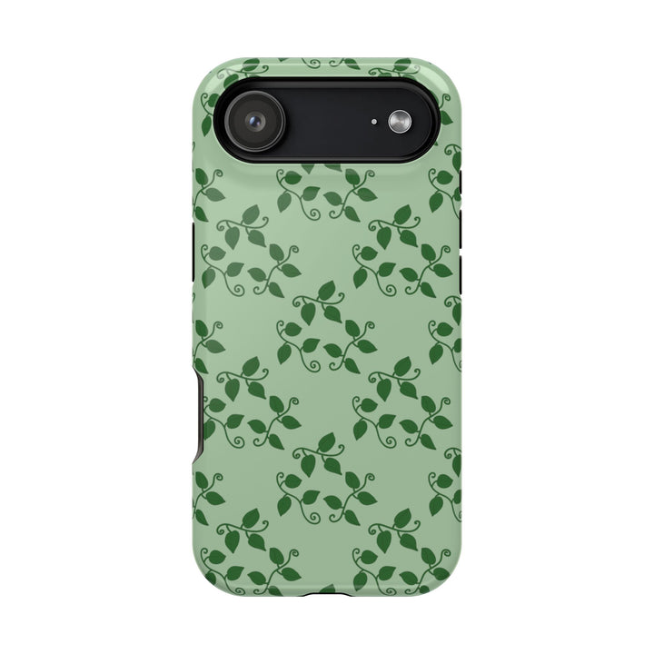 Pothos Pattern Impact Resistant Phone Case Green Botanical Protective Cover Full Wrap Print With Wireless Charging