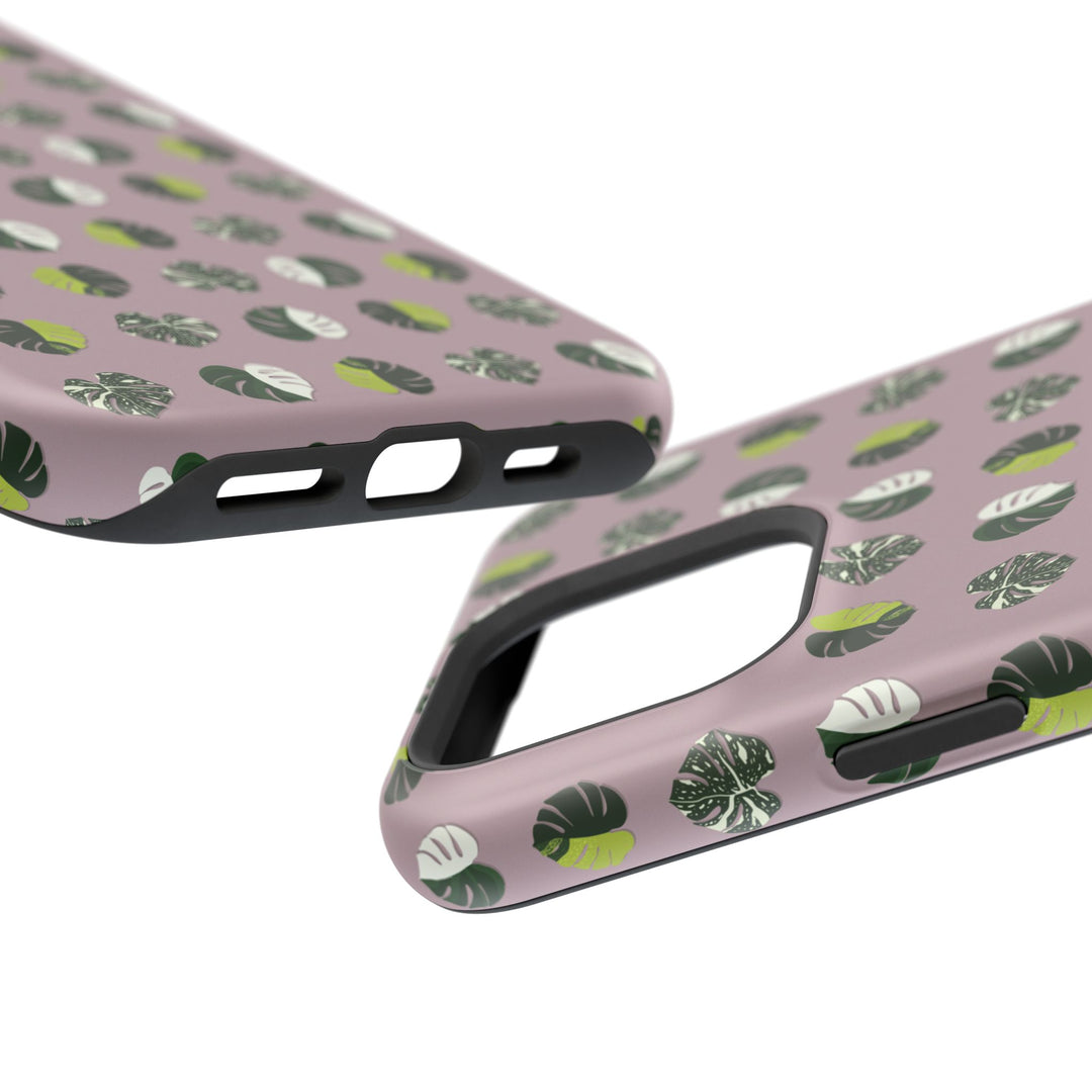 Variegated Monstera Pattern Phone Case – Dual Layer Protective Cover