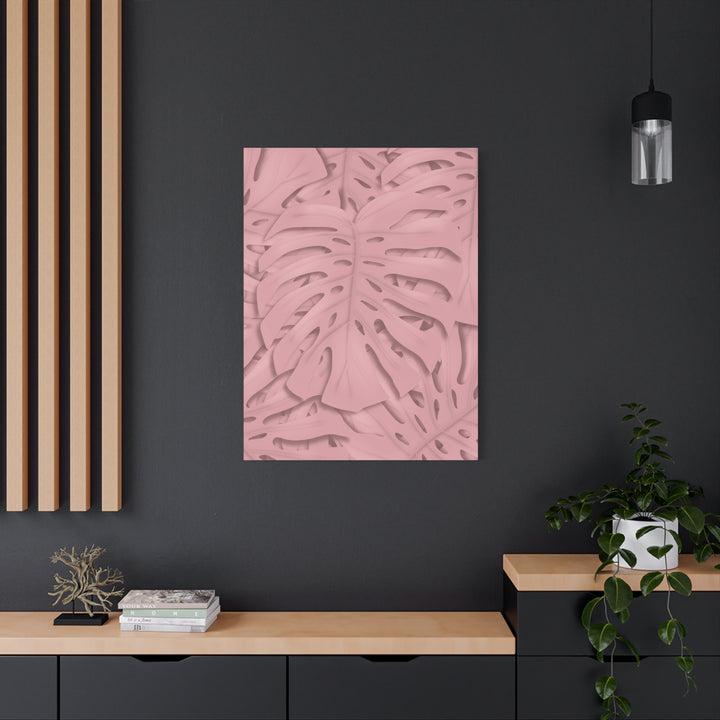 Monstera Canvas Art Soft Pink Botanical Wall Decor Matte Finish Print For Living Room
