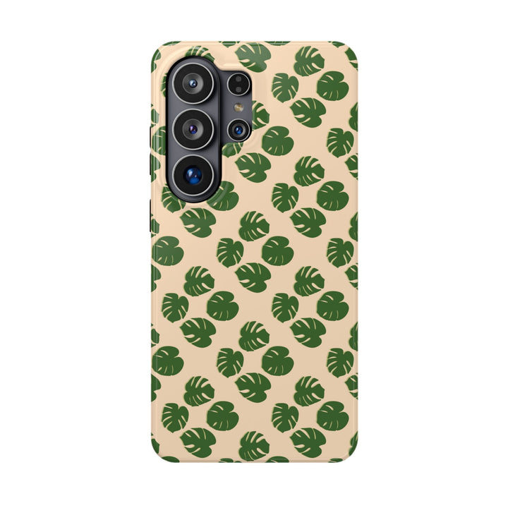 Monstera Pattern Phone Case – Dual Layer Protective Cover