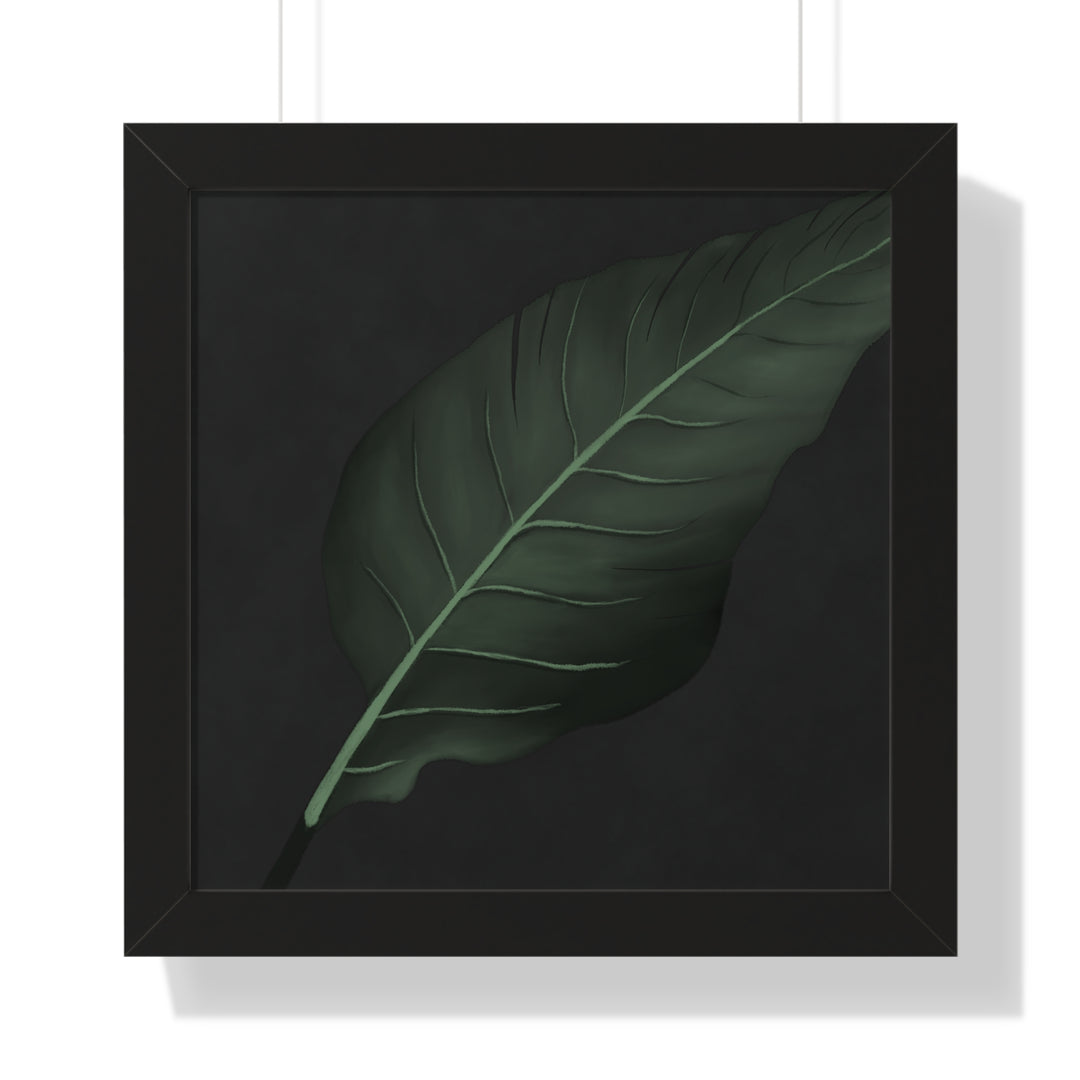 Bird Of Paradise Leaf Framed Poster Vertical Minimal Dark Green Wall Art