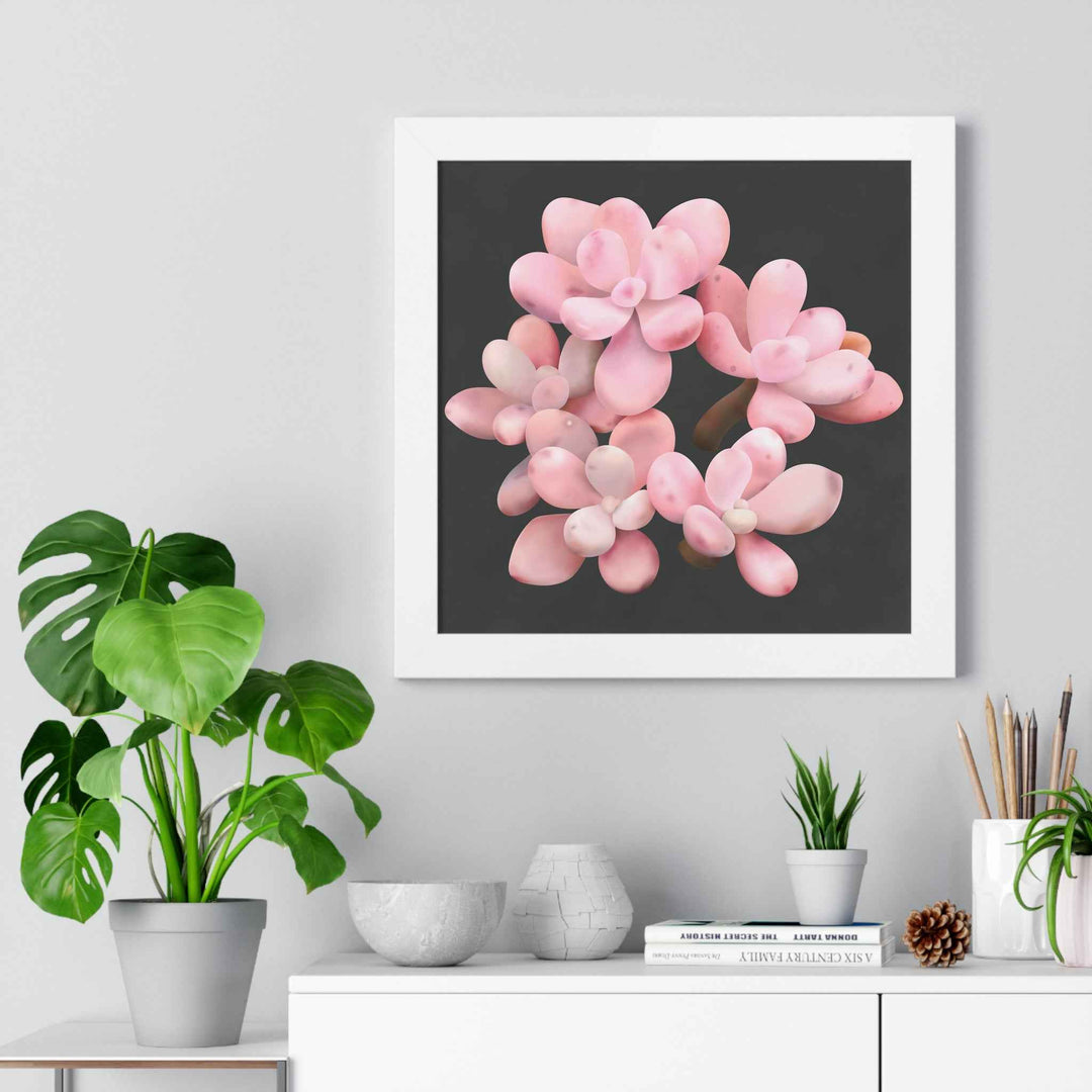Pink Moonstone Succulent Framed Poster Vertical Botanical Wall Art