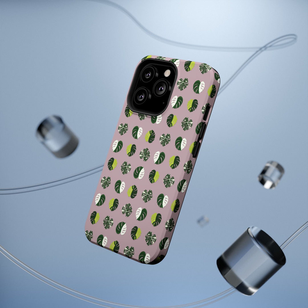 Variegated Monstera Pattern Phone Case – Dual Layer Protective Cover