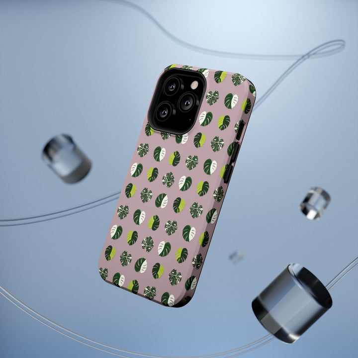 Variegated Monstera Pattern Phone Case – Dual Layer Protective Cover