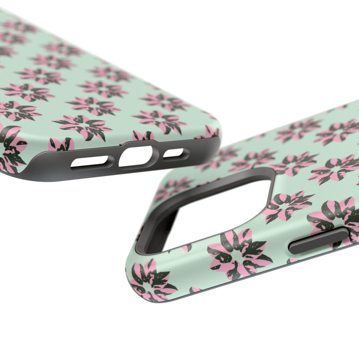 Pink Princess Philodendron Pattern Phone Case – Dual Layer Protective Cover