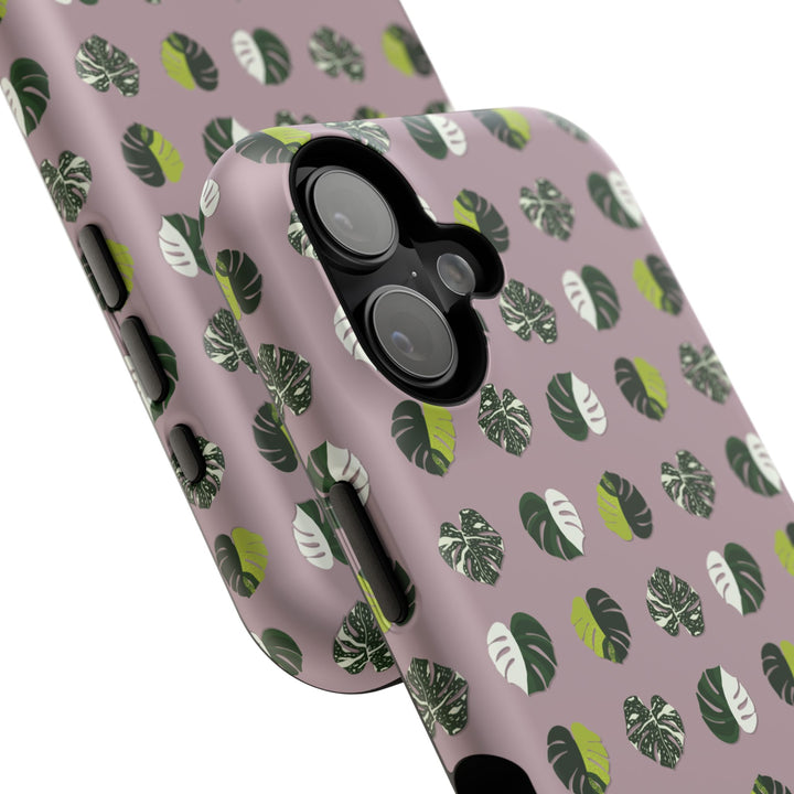 Variegated Monstera Pattern Phone Case – Dual Layer Protective Cover