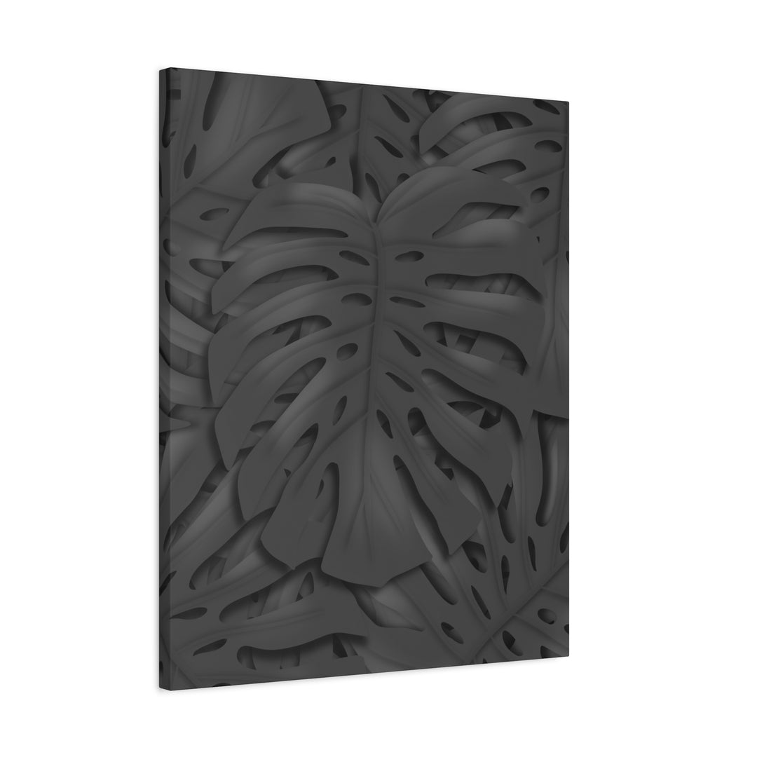 Charcoal Monstera Canvas Wall Art Matte Stretched 1.25 Inch Thick Plant Leaf Decor