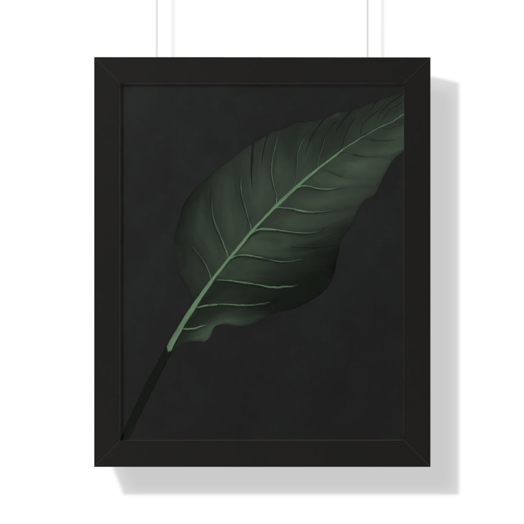 Bird Of Paradise Leaf Framed Poster Vertical Minimal Dark Green Wall Art