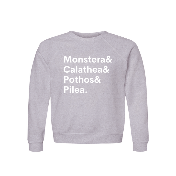 Plant Lover Sweatshirt for Plant Enthusiasts Monstera Calathea Pothos Pilea Cozy Midweight Organic Cotton